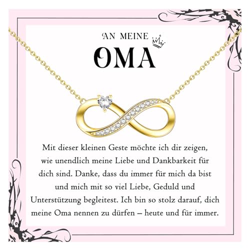 PDTU Geschenke für Oma, Unendlichkeitszeichen Kette für Oma Geschenk, Muttertag Geschenk für Oma, Beste Oma Geschenke zum Muttertag Geburtstag Weihnachten, Gold
