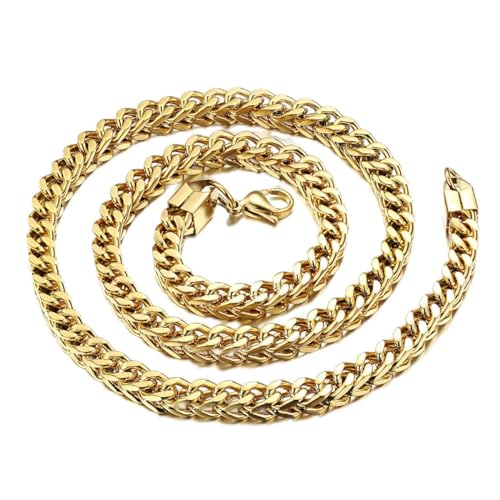 JewelryWe Schmuck Herren Kette, Edelstahl Biker Königskette Halskette, Gold, Breite 6mm, Länge 56cm