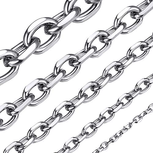 ChainsHouse 316L Edelstahl herrenkette Silber 3mm breit 61cm lang Kabelhalskette Twisted Kreuz Kette für Damen und Mädchen