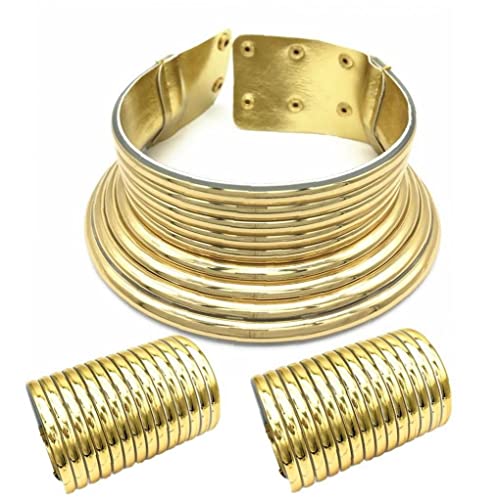 Afrikanischer Schmuck Statement Halsband Ägypten Gold Ton Choker Frauen Klobig Lederkragen Halskette