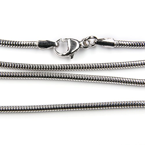 Drachensilber Schlangenkette 1,6mm Stärke; Silberkette 60cm lang, rundes Profil, 925 Silber massiv, rhodiniert (Anlaufschutz), Karabinerverschluss