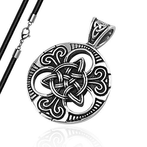 Anhänger Keltischer Knoten Triquetra Edelstahl Halskette Lederkette Herren Damen Dreiecksknoten Celtic anhänger+lederkette