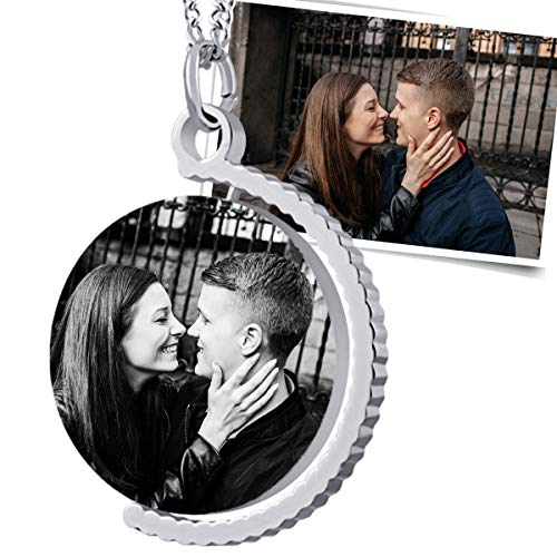 Juwelier Schönschmied Geschenk für Freundin Kette mit Bild Gravur Partnerschenk - inkl. Fotogravur Bildgravur - Edelstahl AH443biac-4 - mit AMAZON KONFIGURATOR direkt online gestalten !