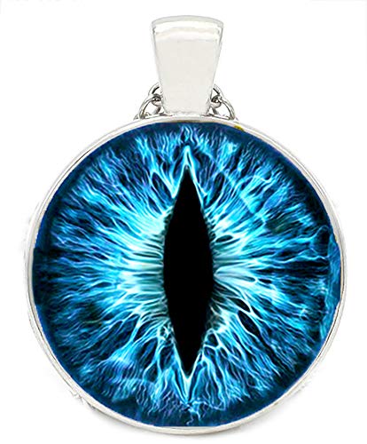 Merchandise for Fans Kette fluoreszierend/nachtleuchtend mit Cabochon 25mm Motiv: Auge/Drachenauge Pupille Iris türkis - 03