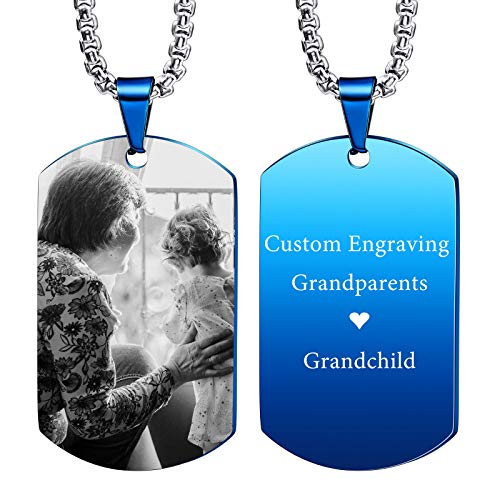 VIBOOS Custom Dog Tag Anhänger Halskette Gravur Datum/Text/Bilder Edelstahl personalisierte Halskette für Männer Frauen Jungen Mädchen Bundle mit Verstellbarer Kette, Schlüsselbund, Schalldämpfer.