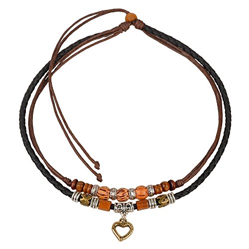 Ancient Tribe Vintage Hanf Schwarz Leder Choker Halskette