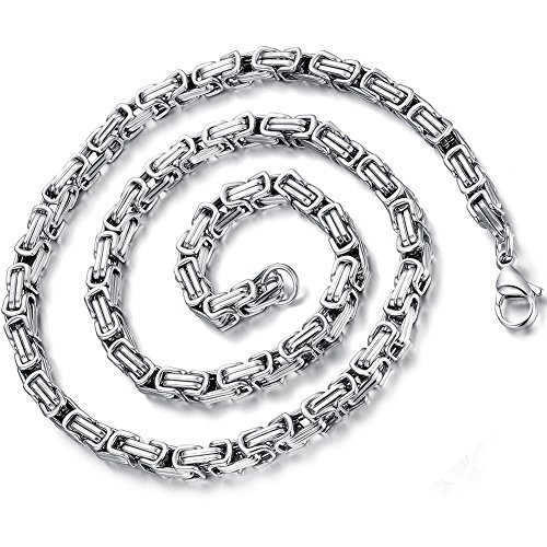 Flongo Herrenkette Männer-Kette, 5mm Breit Edelstahl Halskette Königskette Kette Gold Silber 55cm Herrschsüchtig Rau Punk Rock Herren Männer