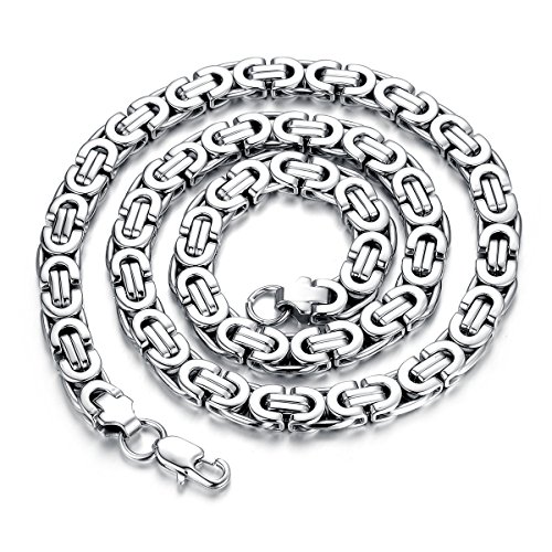 JewelryWe Schmuck Herren Kette, Edelstahl herrschsüchtige raue Halskette, Silber, Breite 9mm Länge 57cm