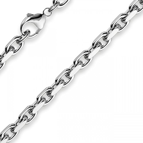 5mm Kette Collier Ankerkette Halskette 585 Gold Weißgold 55cm Herren
