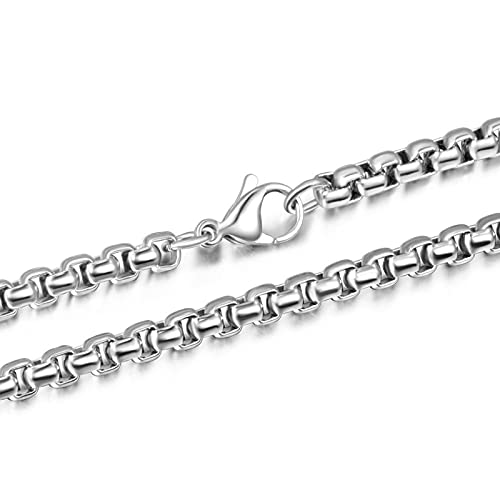 Bishilin Edelstahl Halskette Silber Biker, 2.5MM Erbskette Silber Kette 70CM ohne Anhänger Männer Partnerkette