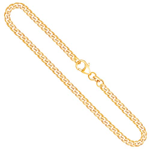 EDELIND Halskette 585 Gold Herren 3.4 mm Panzerkette Flach Gelbgold Länge 55cm Echtgold Kette Goldkette mit Schmuck Geschenk Box Made in Germany