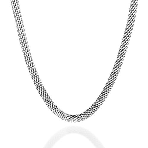Quadri - 925er Silberkette - mit Damen-Mesh-Kette Maschenweite 5 mm - Länge 45 cm- Zertifikat Made in Italy
