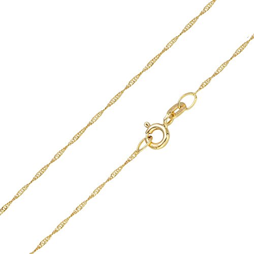Materia Halskette 585 Gold Kette Frauen Mädchen Singapurkette 42cm diamantiert K87-42