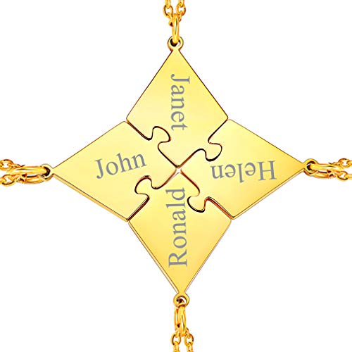 FaithHeart Gold Puzzle Kette mit Namen Gravur personalisierte Namenskette Puzzle Herzanhänger für Ehepaar und Liebespaar