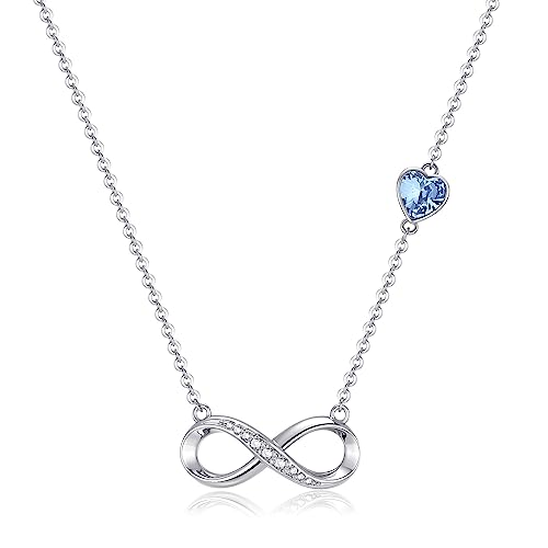 Manqyi Herz Unendlich Infinity Anhänger, Unendlichkeit Herz Symbol Kette, Unendlichkeitszeichen, Halskette Herz Infinity Unendlichkeit, Infinity Frauen Anhänger, für Frauen Geschenk mit Geschenkbox