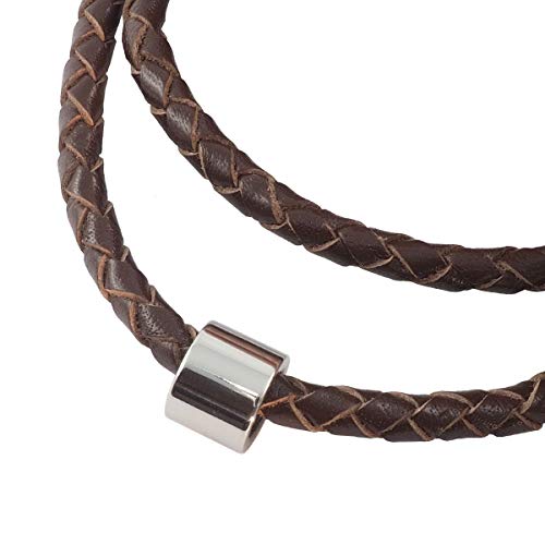 König Design Lederkette Anhänger Lederband Leder-Armband 4 mm Damen Halskette Braun 35 cm lang mit Hebeldruckverschluss geflochten