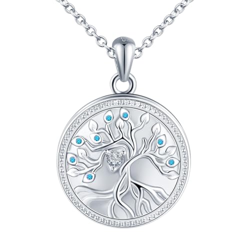 MICSAVI Silber 925 Foto Kette Damen Medaillon Baum Anhänger Lebensbaum Halskette Öffnen für Bilder Foto