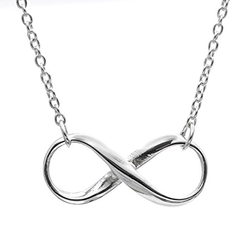 Silverly Frauen .925 Sterling Silber Infinity 8 -Anhänger 46cm Kette Halskette