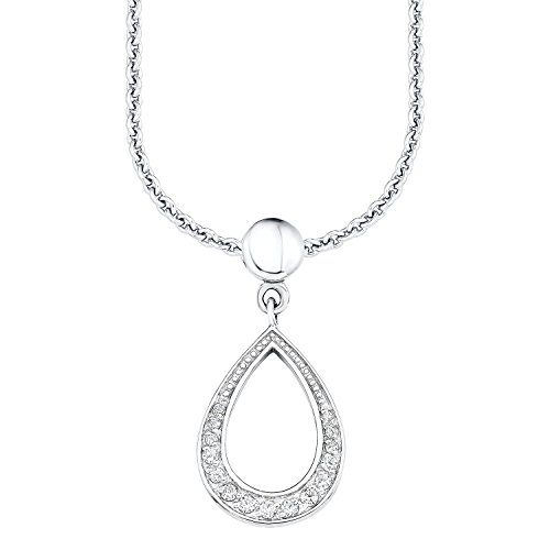s.Oliver Damen-Kette mit Anhänger 925 Silber rhodiniert Zirkonia weiß 45 cm