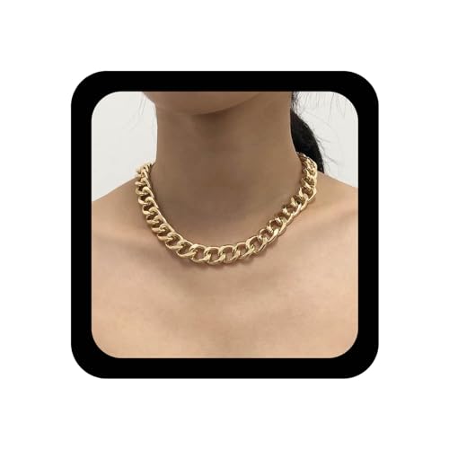 Yienate Punk Chunky Choker Halskette Gold Kubanische Gliederkette Dicke Breite Halsketten Büroklammerkette Choker Hip-hop Statement Unisex Halskette Charme Schmuck Für Frauen Mädchen Männer