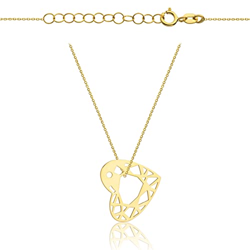Goldene Damen Halskette 333 8k Gold Gelbgold Kette mit Anhänger Herz Gravur