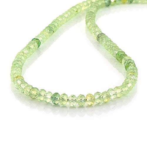 Prehnit Halskette für Frauen Natürliche Edelstein Perlen Handgefertigt Schöne Halskette mit 925 Silber Kette - 50cm