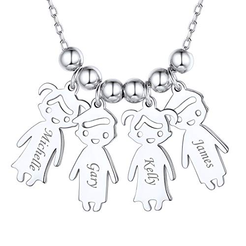 ChicSilver Silberkette mit Mutter Namen Kinder Namen Gravur 925 personalisierter Geschenk für Muttertag Geburtstag