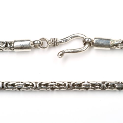 Drachensilber Schmuck Königskette Silber 3mm stark, 50cm lang rund aus 925 Sterlingsilber handgefertigt, Halskette Silberkette