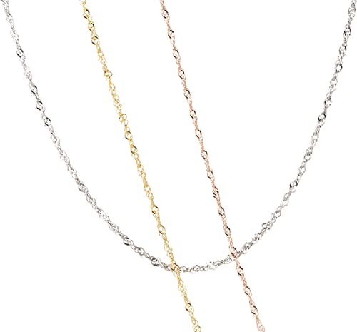 Ardeo Aurum Unisex Damen Herren Kette aus 375 Gold Weißgold Singapurkette Halskette 1,2 mm Breite und 55 cm Länge mit Karabinerverschluss