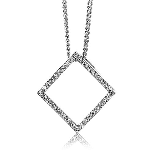 Miore Damen Sterling Silber (925) Designer Halskette und Anhänger mit Brillantschliff Zirkonia 45 cm Silberkette