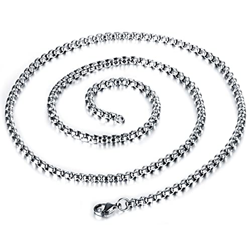 BCughia Silberkette, Halskette Männer 4.5mm Edelstahl Kasten Halsketten Hochzeit Geschenke für Herren 80cm (32 )