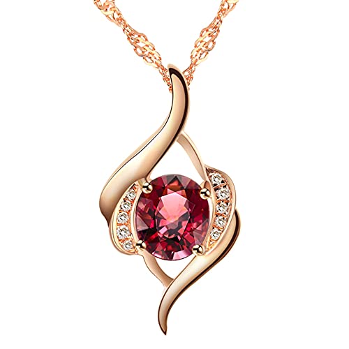 Beydodo Damen 18 Karat Rotgold Kette Anhänger Tropfen mit Oval Turmaline 0.716ct, Frauen Halskette Diamant Rosegold Charm Kette 45CM