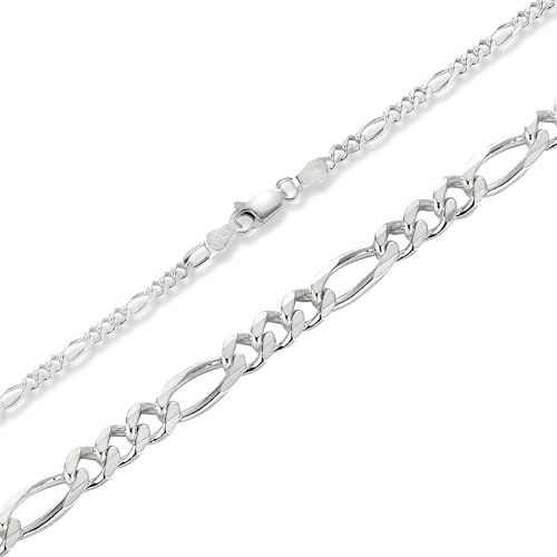 BlinqBlinq Figaro Silberkette in 3mm 6mm 925 Sterling Silber Längen 40cm 50cm 60cm Silberschmuck Halskette für Damen - Kein verfärben und wasserfest (40, 3mm)