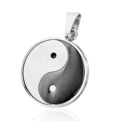 Anhänger Yin Yang Edelstahl Halskette Lederkette Kugelkette Herren Damen Silber-nur-anhänger