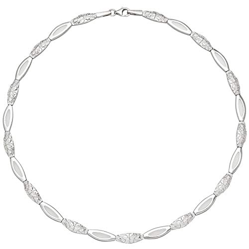 Jobo Damen Collier Halskette 925 Sterling Silber gehämmert 45 cm Kette Silberkette