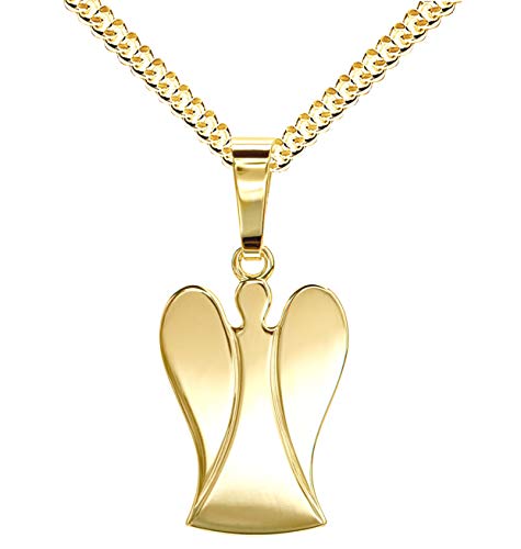 JEVELION Goldkette Schutz-Engel-Anhänger 585 Gold 14 Karat / 14K-Anhänger für Damen Kettenanhänger und Zertifikat Mit Kette Länge 60 cm