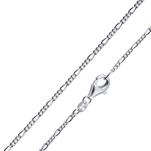 MATERIA Figarokette 925 Silber rhodiniert 60cm - 1,2mm dünne Silberkette Halskette für Frauen Herren K47-60 cm