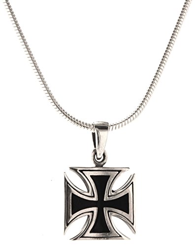 Kiss of Leather EK Kreuz Anhänger aus 925 Sterling Silber mit Silberkette 2 mm, 45-65 cm (55) SI.333