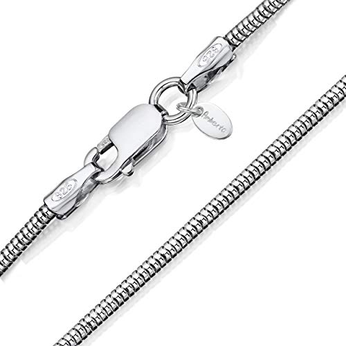 Amberta 925 Sterlingsilber Damen-Halskette - Schlangenkette - Rattenschwanz-Kette - 1.4 mm Breite - Verschiedene Längen: 40 45 50 55 60 cm (60cm)