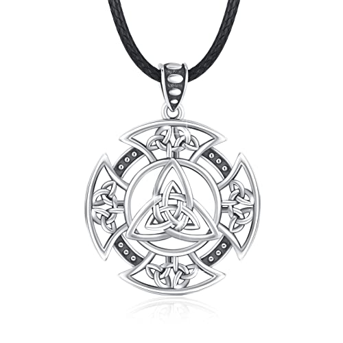 REDSUN Keltische Kette 925 Sterling Silber Keltisches Knoten Halskette Kreuz Anhänger Halskette Keltischer Schmuck Geschenke für Frauen Mädchen Männer