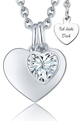 Halskette Damen Silber 925 Herzkette Damenkette Kette Ich Liebe Dich Silberkette Herz-Anhänger Kettenanhänger Schmuck Damenschmuck Geburtstag Hochzeitstag Jahrestag Geschenke Damen Frauen Freundin