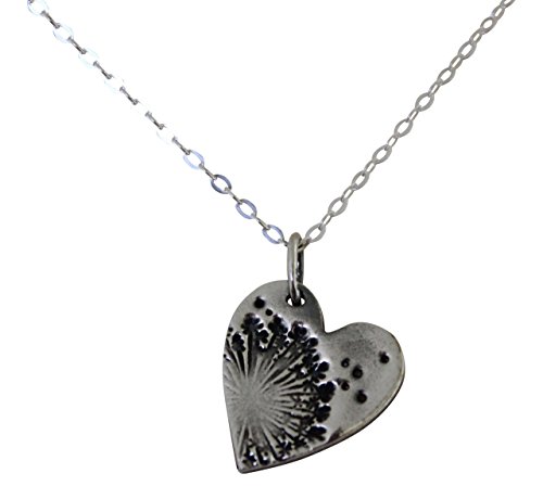 Halskette mit Anhänger in Herzform, filigran, Silber, Pusteblumen-Motiv, mit Kette