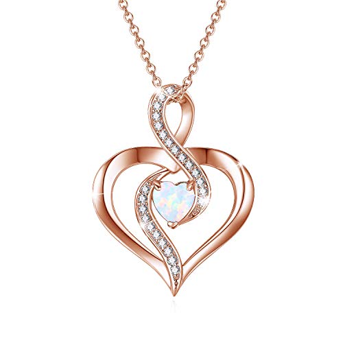 Rosegold Damen Kette Silber 925 Ketten Herz Geschenke für Frauen Unendlichkeitszeichen Anhänger Infinity Halskette Schmuck für Mutter Tochter