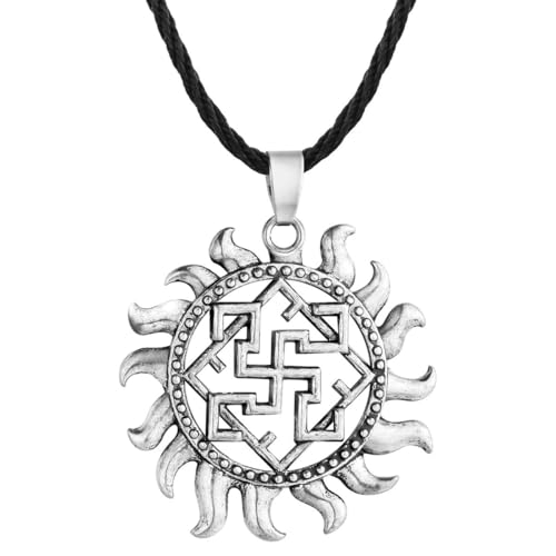Vintage Walküre Symbol Anhänger Halskette für Männer Frauen Wikinger Slawisch Heidnisch Skandinavischer Charme Leder Kette Amulett
