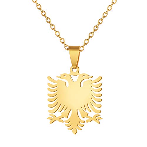 Halskette Mit Albanischem Adler-Karten-Anhänger – Albanischer Country-Mode-Charm,Hip-Hop-Wasserwelle,Dünne Kette,Zierlicher Patriotischer Schmuck,Ethno-Stil,Damen,Herren,Mädchen,Unisex,Geschenke,G