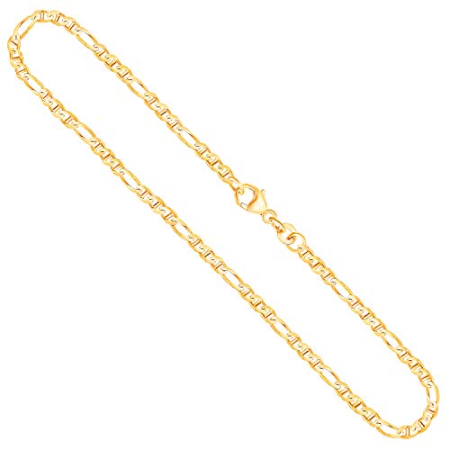 EDELIND Goldkette Herren Damen Echtgold 2.5 mm, Panzerstegkette 585 aus Gelbgold, Kette Gold mit Stempel, Halskette mit Karabinerverschluss, Länge 75 cm, Gewicht ca. 7.7 g, Made in Germany