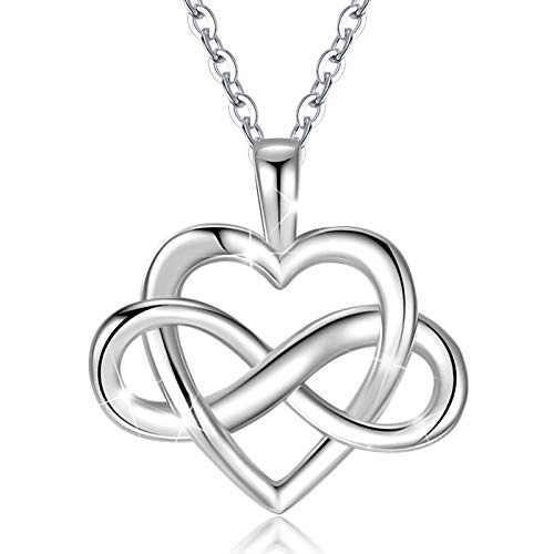 CELESTIA Unendlichkeitszeichen Kette mit Herz Kette Damen Silber Herzkette Liebes Schmuck Geschenk für Freundin Geschenke Frauen Valentinstag Muttertag Jahrestag für Sie Ich Liebe Dich