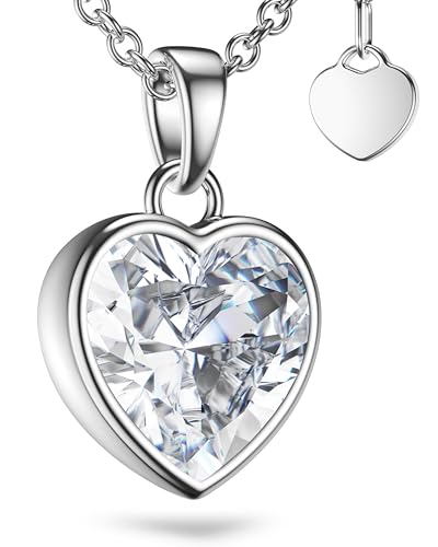 Herz-Kette Silber 925 Kette Zirkonia Stein Damen +GRATIS Etui mit I Love You Gravur Geschenk-Idee Echt-Silber Herz-Anhänger Halskette Liebe Silberkette Frau Frauen Freundin klein FF71SS925ZIFA45-2