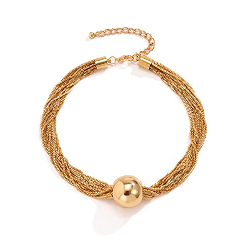 BSLVWG Gold Chunky Geometrische Kugel Choker Halskette Kette Dicke Halsketten Übertriebene Punk Statement Schmuck für Frauen und Mädchen