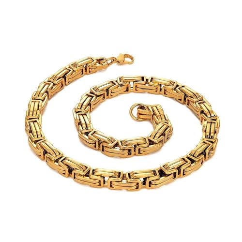 Daesar Herren Kette Gold 46CM Edelstahl, 10MM Königskette Hip Hop Halskette ohne Anhänger Freundschaftskette Personalisiert